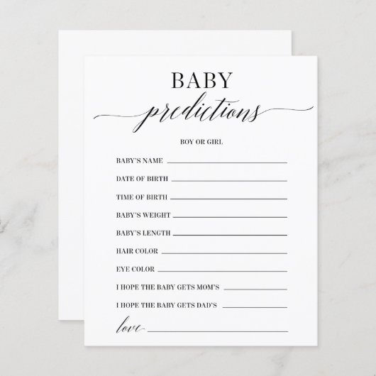 ベビー予測ミニマルな赤ちゃんシャワーゲーム (正面/裏面)