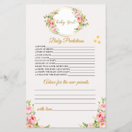 ベビー予測及びアドバイスカード、ベビーシャワーゲーム チラシ