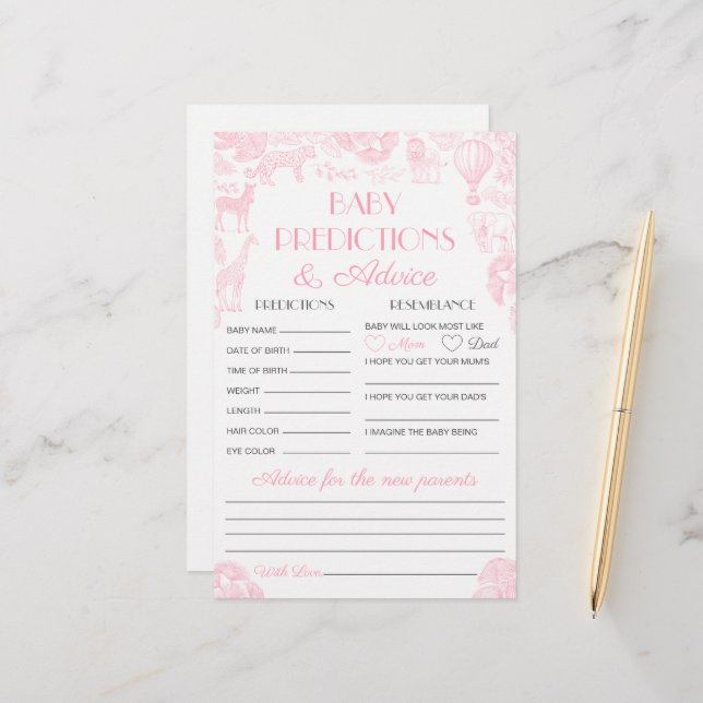 ベビー予測及びアドバイスベビーシャワーゲームカード (正面/裏面インサイチュ)