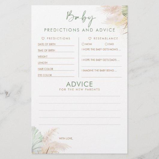 ベビー予測及びアドバイスベビーシャワーゲーム (正面)