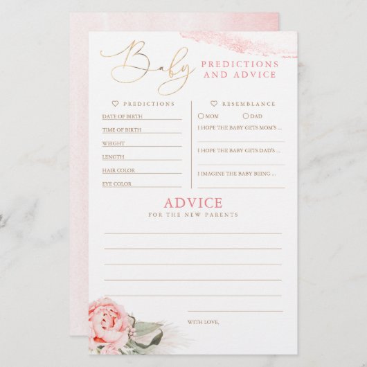 ベビー予測及びアドバイスベビーシャワーゲーム (正面/裏面)