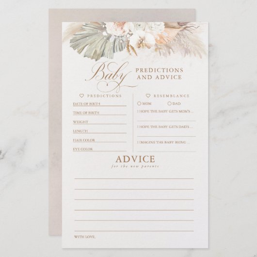 ベビー予測及びアドバイスベビーシャワーゲーム (正面/裏面)