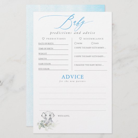 ベビー予測及びアドバイスベビーシャワーゲーム (正面/裏面)