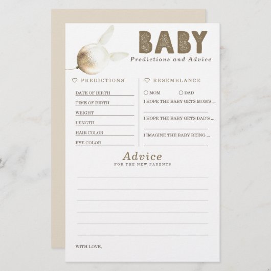 ベビー予測及びアドバイスベビーシャワーゲーム (正面/裏面)