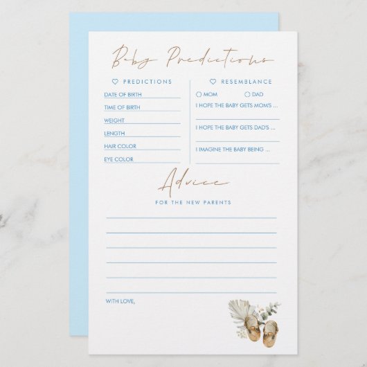 ベビー予測及びアドバイスベビーシャワーゲーム (正面/裏面)