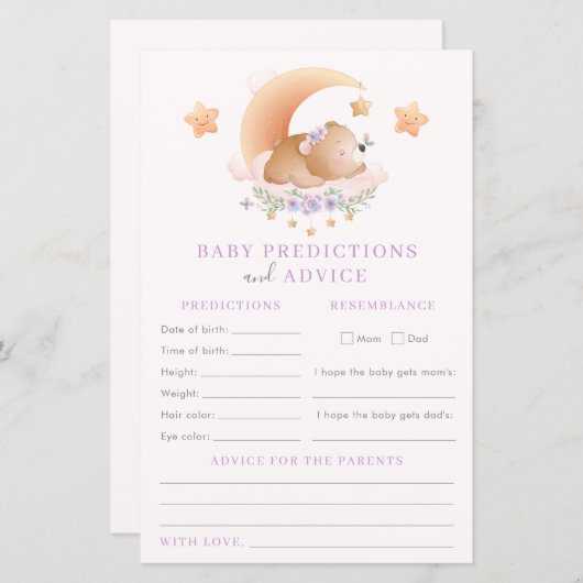 ベビー予測及びアドバイスベビーシャワーゲーム (正面/裏面)