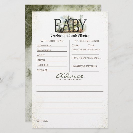 ベビー予測及びアドバイスベビーシャワーゲーム (正面/裏面)