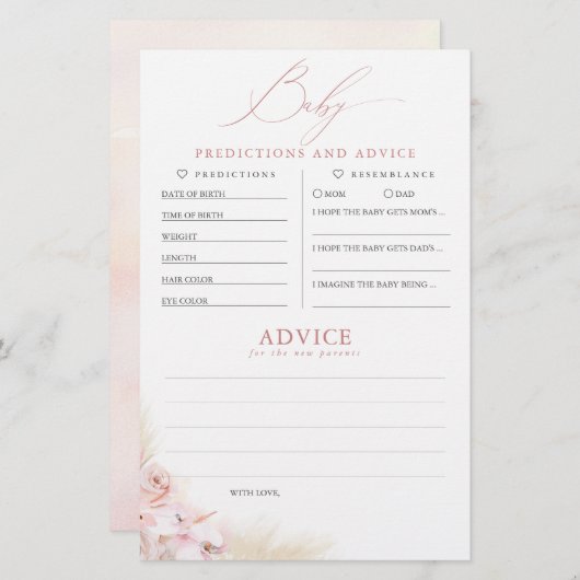 ベビー予測及びアドバイスベビーシャワーゲーム (正面/裏面)
