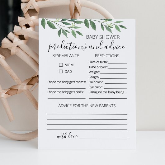 ベビー予測及びアドバイスベビーシャワーパーティーカード 招待状