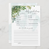 ベビー予測緑の赤ちゃんシャワーゲーム 招待状 (正面/裏面)