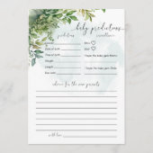 ベビー予測緑の赤ちゃんシャワーゲーム 招待状 (正面)