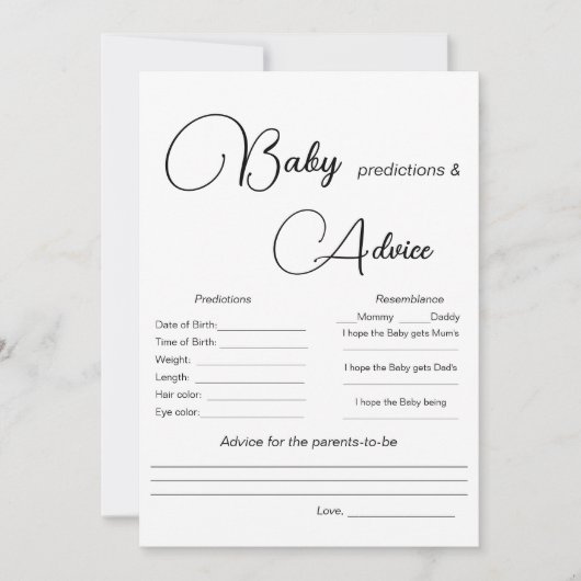 ベビー予測赤ちゃんシャワーゲーム 招待状 (正面)