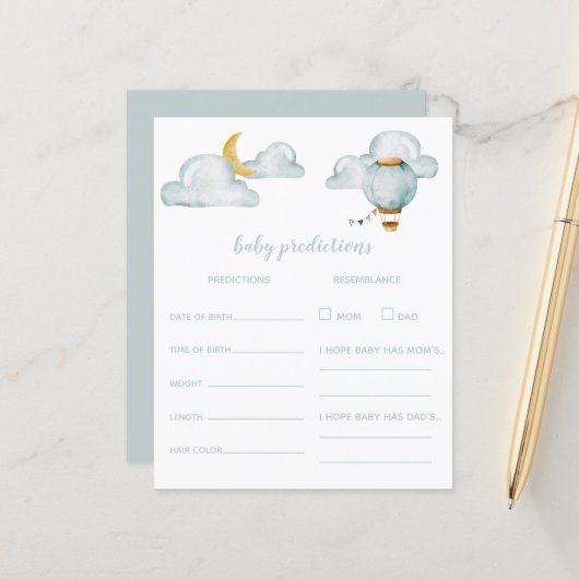 ベビー予測 – ベビーシャワーゲームカード (正面/裏面インサイチュ)