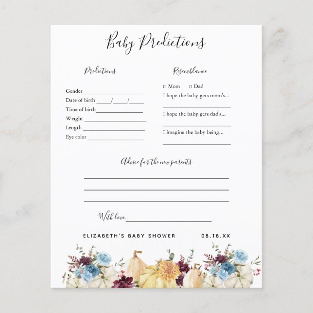 ベビー予測 |赤ちゃんシャワーゲーム (正面)