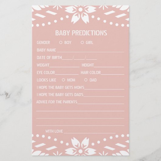 ベビー予測papel picado赤ちゃんシャワーゲーム チラシ (正面)