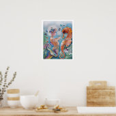 ベビー人魚と海馬ポスター ポスター (キッチン)