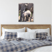 ベビー付きアフリカの若い象 キャンバスプリント (インサイチュ (寝室))
