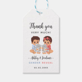 ベビー付きクマ性別リビールサンキューメッセージカード ギフトタグ