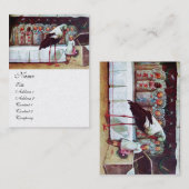 ベビー付きコウノトリ、ベビーシャワーホワイトパール紙 名刺 (正面/裏面)