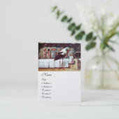 ベビー付きコウノトリ、ベビーシャワーホワイトパール紙 名刺 (スタンド正面)