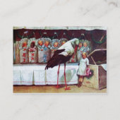 ベビー付きコウノトリ、ベビーシャワーホワイトパール紙 名刺 (裏面)