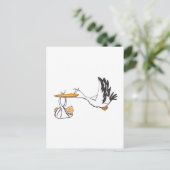 ベビー付きコウノトリ – 親のためのギフト ポストカード (スタンド正面)