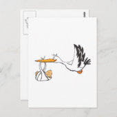 ベビー付きコウノトリ – 親のためのギフト ポストカード (正面/裏面)