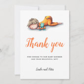 ベビー付き中性ベビーシャワーサンキューカード 招待状 (正面)