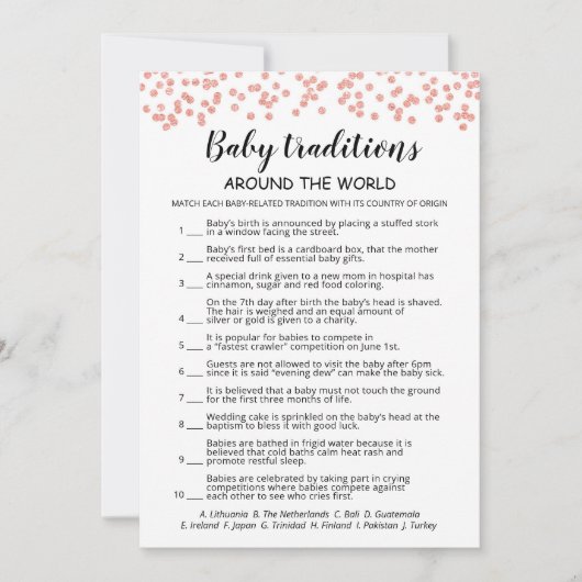 ベビー伝統ゲームベビーシャワーパーティーカード 招待状 (正面)
