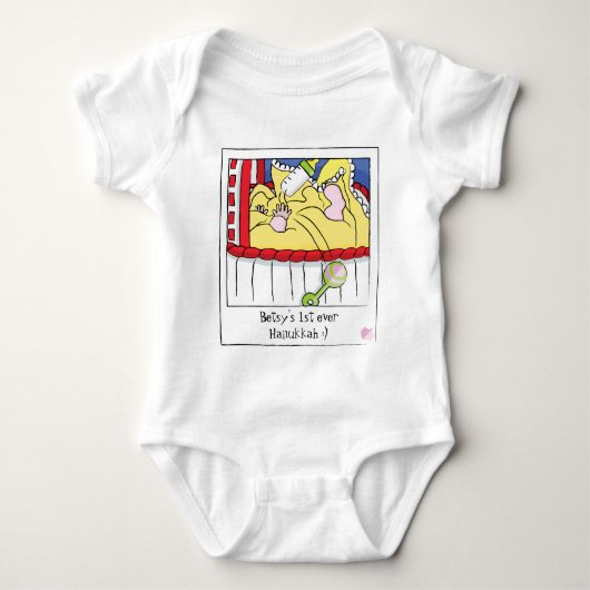 ベビー体スーツ/ベビーラトル/ピンク ベビーボディスーツ (正面)