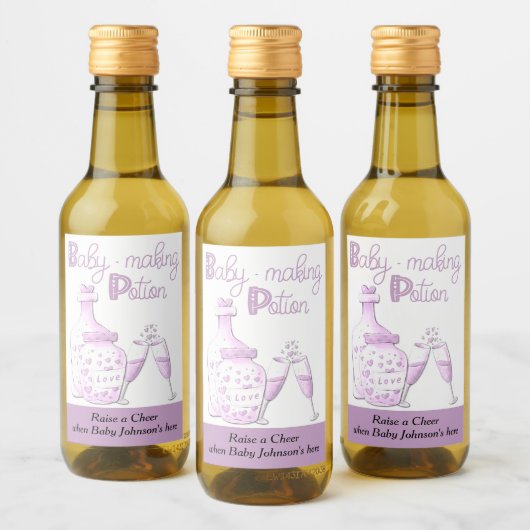 ベビー作りポションピンクグラス赤ちゃんシャワー好み ワインラベル (ボトル)