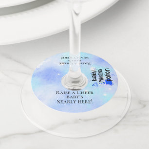 ベビー作りポーションブルーハートベビーシャワートースト ワイングラスタグ