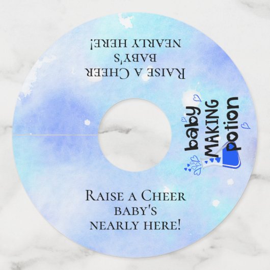 ベビー作りポーションブルーハートベビーシャワートースト ワイングラスタグ (正面)