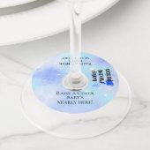 ベビー作りポーションブルーハートベビーシャワートースト ワイングラスタグ (クローズアップ)