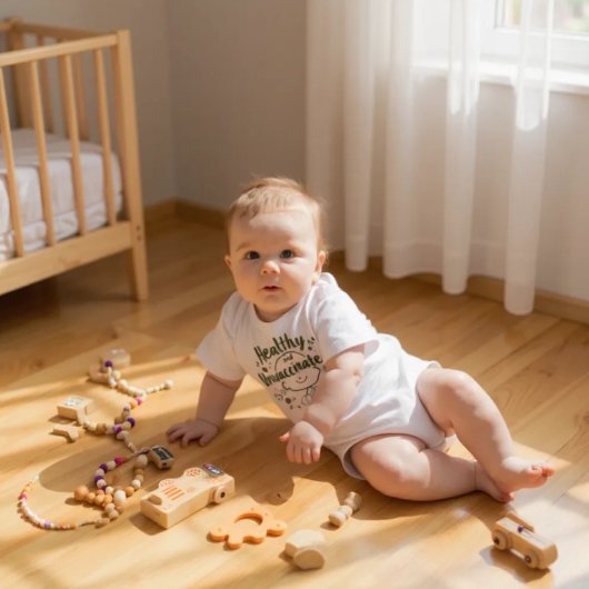 ベビー健康および予防接種なし ベビーボディスーツ