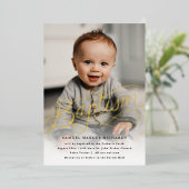 ベビー光洗礼金ゴールド 箔招待状 (立ち正面)