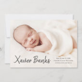 ベビー写モダン真台本名の誕生のお知らせ 招待状 (正面)