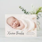 ベビー写モダン真台本名の誕生のお知らせ 招待状 (スタンド正面)