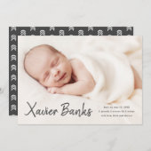 ベビー写モダン真台本名の誕生のお知らせ 招待状 (正面/裏面)