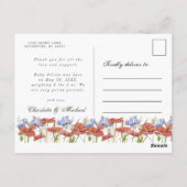 ベビー写感謝してい真に山花の誕生のお知らせ ポストカード (裏面)