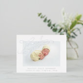 ベビー写真ありがとうおエレガントしスモダンクリプト誕生 箔招待状ポストカード (立ち正面)