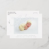 ベビー写真ありがとうおエレガントしスモダンクリプト誕生 箔招待状ポストカード (正面/裏面)