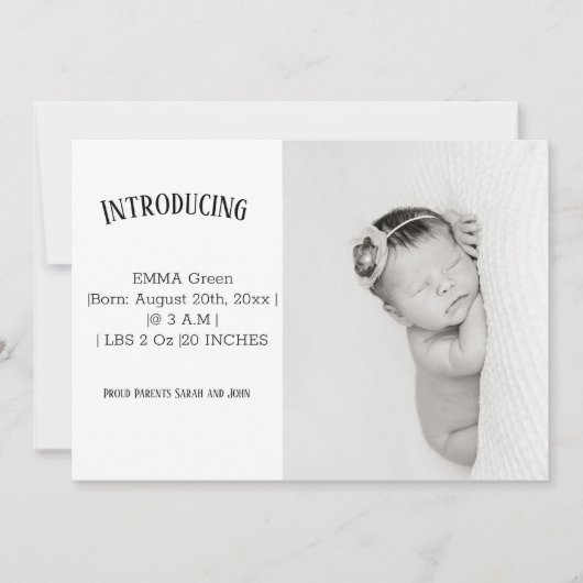 ベビー写真ありがとうお誕生日おめでとうカード 案内状 (正面)