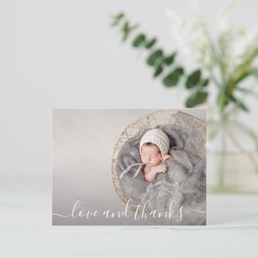 ベビー写真ありがとうお誕生日おめでとう ポストカード (スタンド正面)