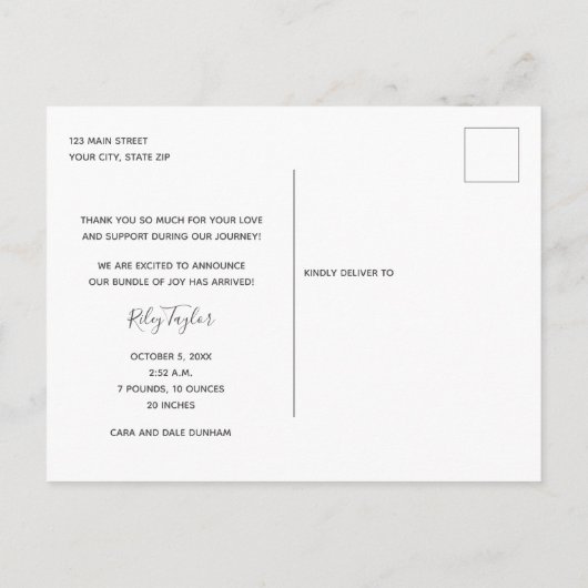 ベビー写真ありがとうお誕生日おめでとう ポストカード (裏面)