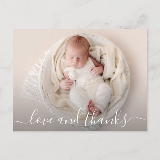 ベビー写真ありがとうお誕生日おめでとう ポストカード (正面)
