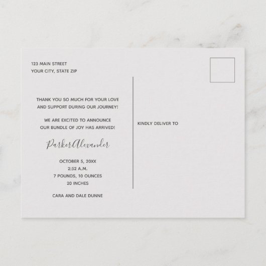 ベビー写真ありがとうお誕生日おめでとう ポストカード (裏面)