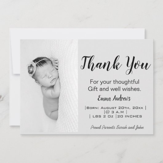 ベビー写真ありがとうお誕生日おめでとう 案内状 (正面)