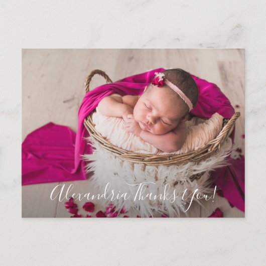 ベビー写真ありがとうスクリプト誕生発表 ポストカード (正面)