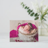 ベビー写真ありがとうスクリプト誕生発表 ポストカード (スタンド正面)